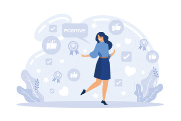 Brain activity. Critical thinking, positive thinking, abstract thinking types of intellection. Decision making, emotional intelligence, positive mindset, psychology and neurology. flat vector modern i