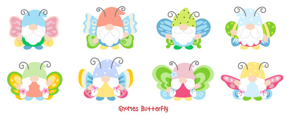Gnomes Butterfly Flat Clipart