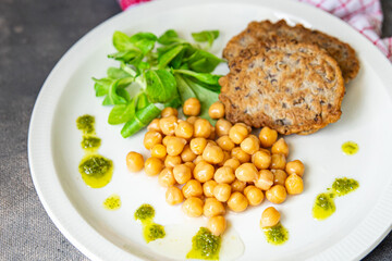 vegetarian food vegetable cutlet chickpeas lentils, veggie healthy meal food vegan snack diet on the table copy space food background 