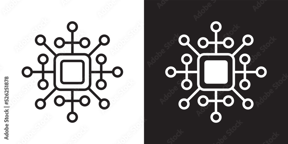 Aufkleber Artificial intelligence outline style icon design vector. Circuit chip digital smart mind network symbol illustration.	