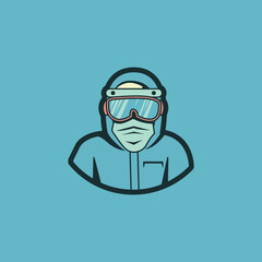 Professional Nurse Wearing Hazmat Suit Illustration. Mascot logo, sticker logo