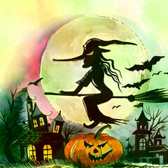 Watercolor Halloween Background
