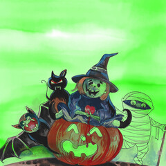 Watercolor Halloween Background