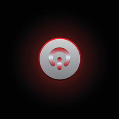 Button switch power led red light on black. Vector eps 10.