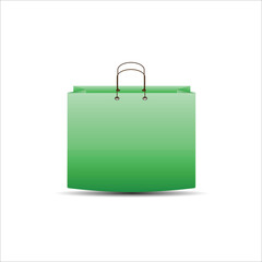 Green paper bag on white background.vector eps 10