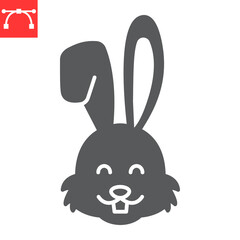 Rabbit glyph icon, new year and easter, bunny vector icon, vector graphics, editable stroke solid sign, eps 10.