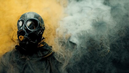 illustration gas mask during chemical attack
