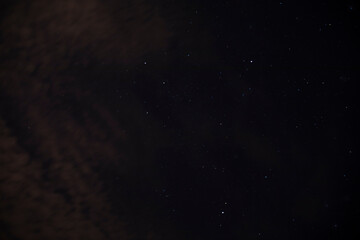A starry sky without a moon. Clouds and stars at night