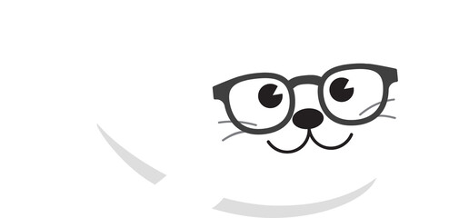 Geek  Baby Seal Pup. Animal Cartoon Character.