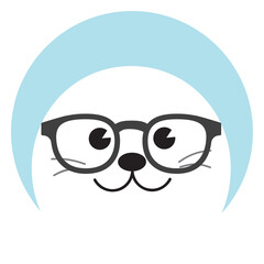 Geek  Baby Seal Pup. Animal Cartoon Character.