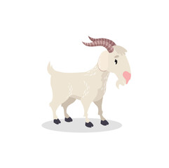Vector cartoon goat. Funny goat. Pet. Farm animal.