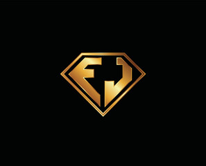 Obraz premium FJ diamond shape gold color logo design