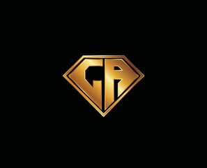 GA diamond shape gold color logo design