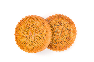 Traditional Chinese mid autumn festival mooncake isolated on white background