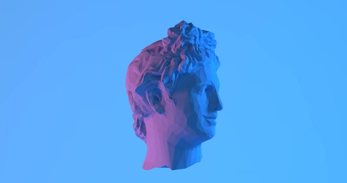 Greek Apollo Statue Head 3D Infinite Loop with Luma Matte