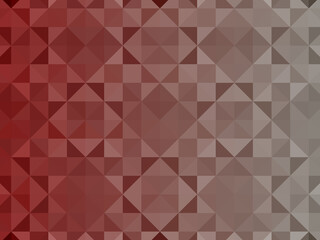 Abstract Dark red colored mosaic texture assembled from small triangles. Pixel background, checkered illustration.