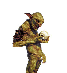Goblin and skull fantasy creature - obrazy, fototapety, plakaty