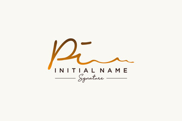 Initial PI signature logo template vector. Hand drawn Calligraphy lettering Vector illustration. - obrazy, fototapety, plakaty