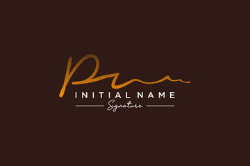 Initial PR signature logo template vector. Hand drawn Calligraphy lettering Vector illustration.