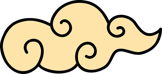 hand drawn chinese style clouds illustration on transparent background