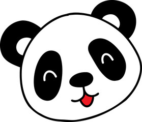 hand drawn panda face illustration on transparent background for template design