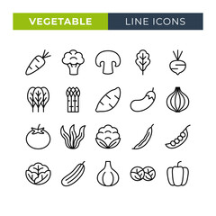 Vegetable line icons set. Vector line icons.