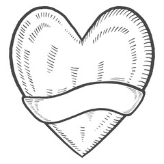 love heart shape charity humanitarian international day isolated doodle hand drawn sketch with outline style