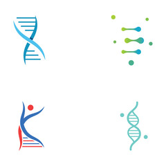 Logo design template DNA elements. Bio tech, DNA people, bio DNA, DNA spirals. Logos can be for science, pharmacy and medical.