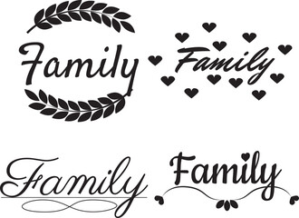 Set of inscriptions Family.
High quality vector illustration.