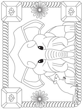 Funny Cartoon Elephant Coloring Page