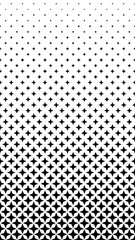 Seamless halftone pattern with four pointed star shape. Black and white geometric gradient background.