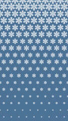 Seamless gradient pattern of snowflakes. Halftone snowflake pattern. White snowflakes on blue background.