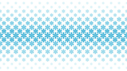 Seamless gradient pattern of snowflakes. Snowflake background for winter, winter holidays, Christmas. Blue snowflakes on white background.