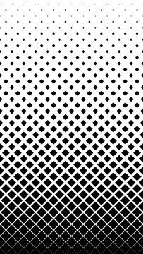 Seamless halftone pattern with diamond or tilted square shape. Black and white geometric gradient background.
