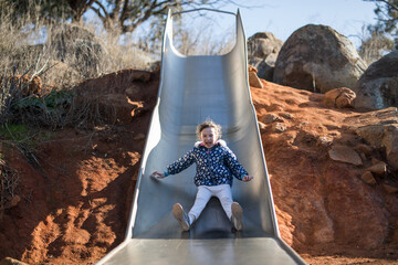 A girl on a slide