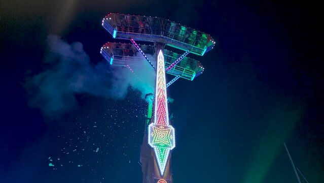 extreme funfair carousel in motion NIGHTLIFE