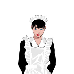 Servicio doméstico. Mujer con uniforme de camarera de hotel