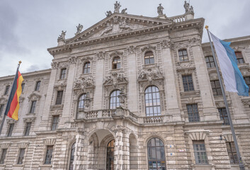 Fototapeta na wymiar The Palace of Justice is a neo-baroque court and administration building in Munich that was built by Friedrich von Thiersch in 1891-1897