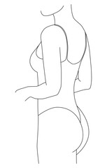Drawing one line of the female body. Female figure.