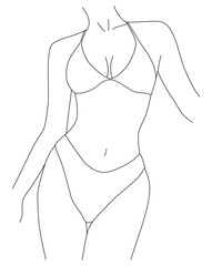 Feminine body shapes. A girl in a swimsuit of one line.