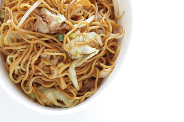 Homemade pork and cabbage fried noodles