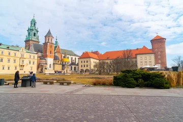 Papier Peint photo Cracovie Colline de Wawel avec cathédrale et château à Cracovie