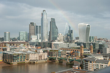 Fototapeta na wymiar View of London City skyline and River Thames from Tate Modern London, England, UK