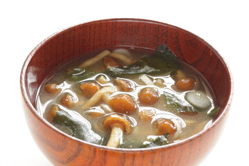 Japanese Nameko Mushroom, and seaweed soup