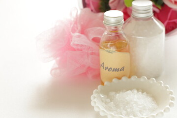 Obraz na płótnie Canvas Aroma oil and salt for beauty salon image