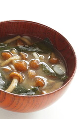 Japanese Nameko Mushroom, and seaweed soup