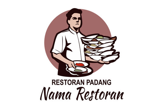 Translation: Restaurant Name, Padang Cuisine. Vector logo. Suitable for Padang Restaurant.