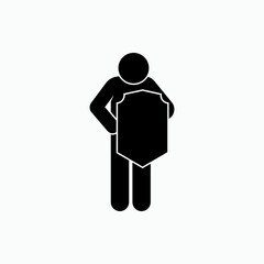 Man & Shield Icon. Herd Immunity Symbol - Vector.    