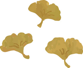 アウトラインなしの銀杏の葉っぱのイラスト