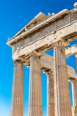 Detail of the facade of the Parthenon of Athens, Greece